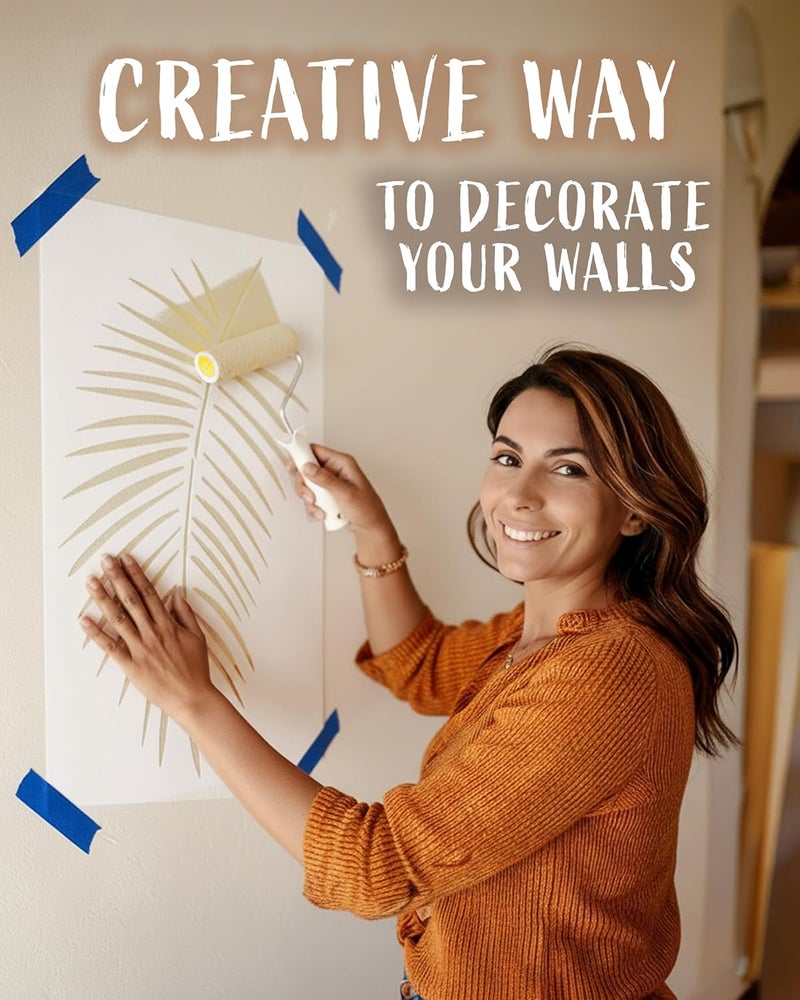 STENCILIT ® Palm Leaf Single Wall Stencil - 2 -Pack Mixed Sizes, Modern Wall Stencil for Painting Large Pattern, Palm Frond Stencil, Huge Stencil Leaves - Image 2